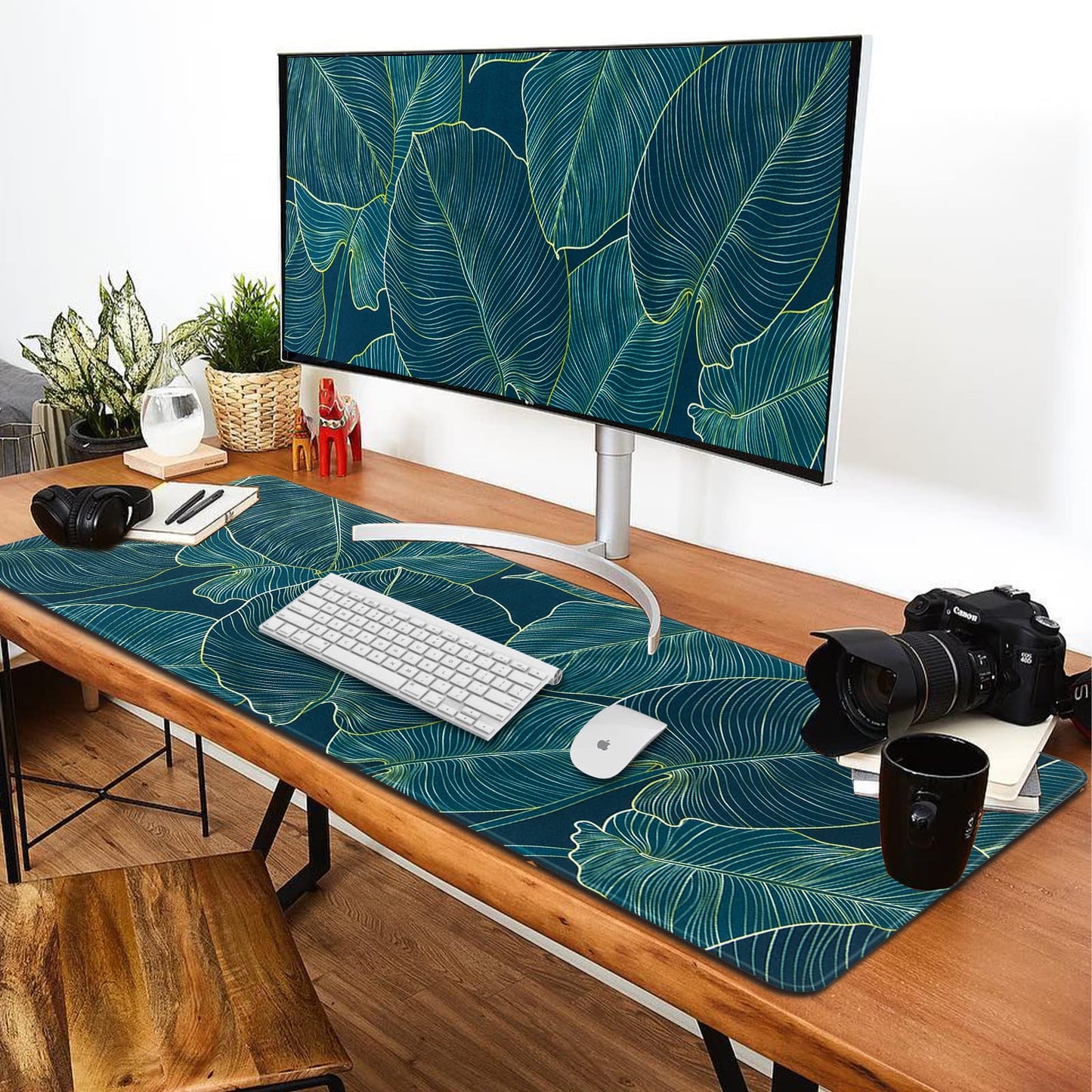 Armanlens Extended Desk Pad, Durable and Washable (800x300mm) - Lotus Leaf Design, Non-Slip Rubber Base, Large Mouse Pad for Office and Gaming